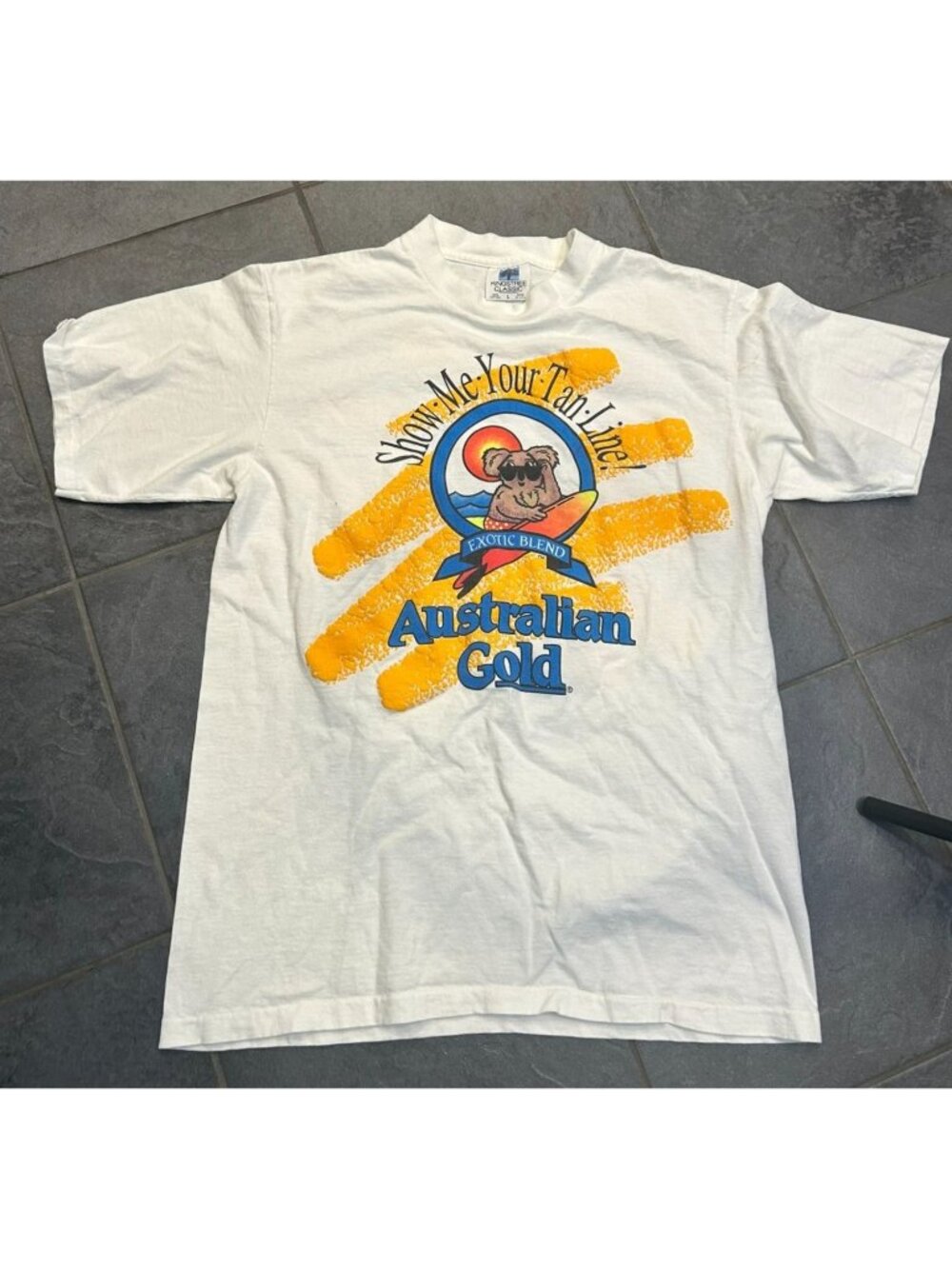 Vintage Australian Gold T-Shirt Show Me Your Tan Line Koala Graphic L